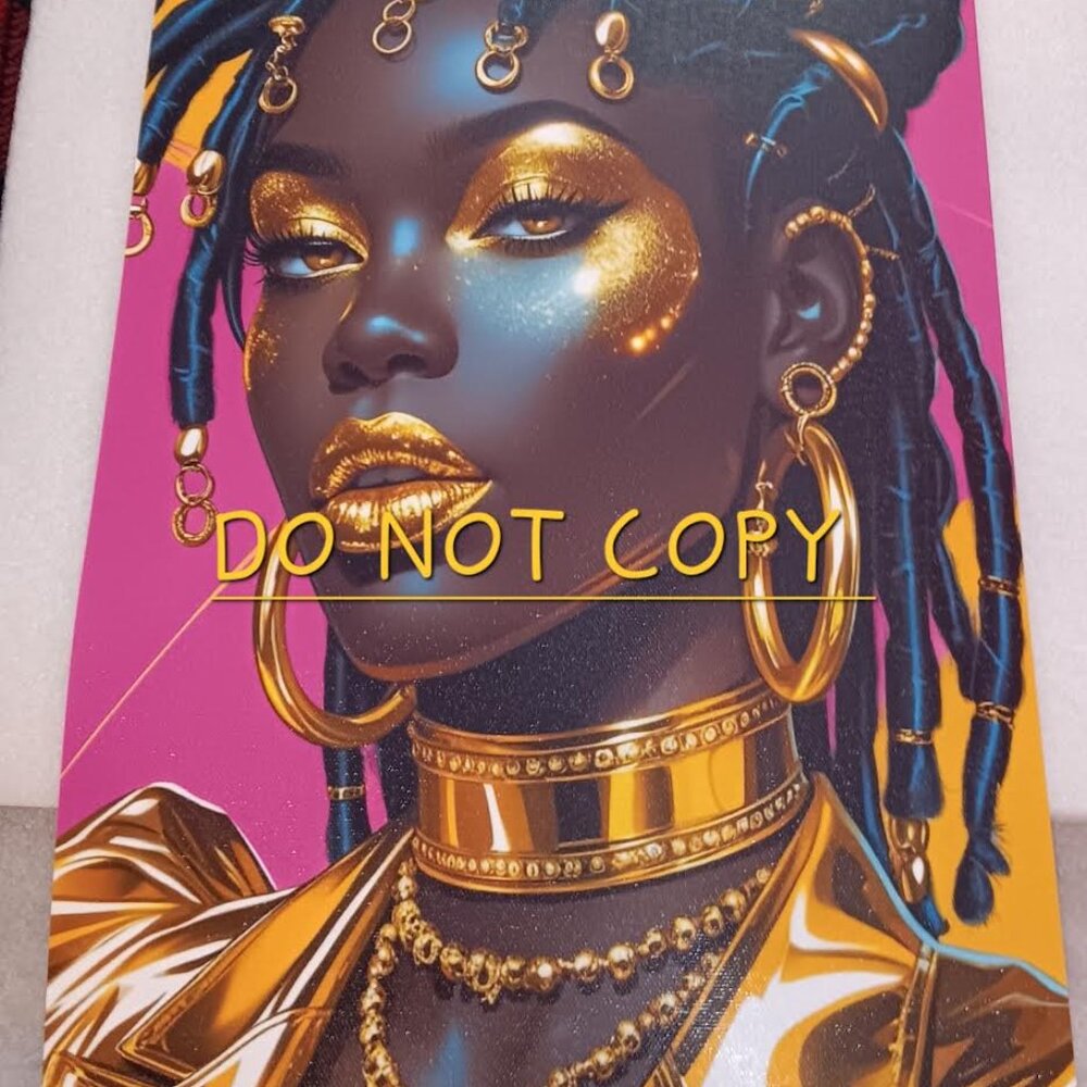 African American Queen w/ Dreadlocks & Gold-GOLDEN SOVEREIGN Artwork - 11"x17"